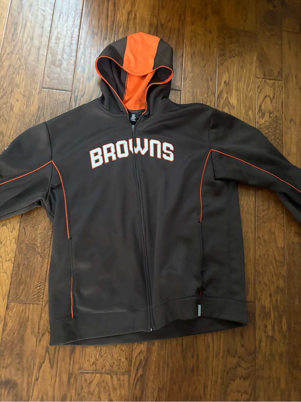 Reebok Mens Hooded Browns Team Jacket in Brown and Orange